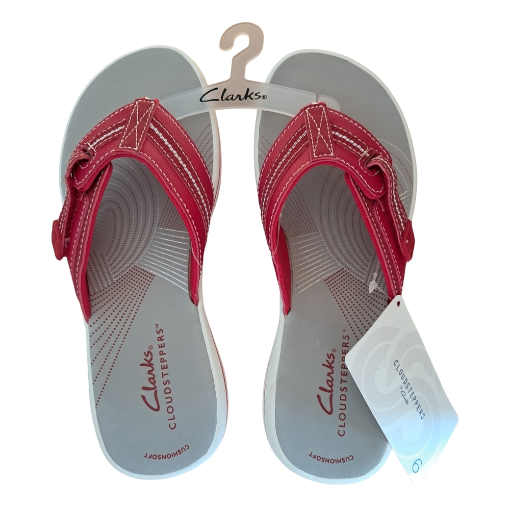 Clarks Women's Cloudsteppers Cushionsoft New With Tiny Defect Size 6 Red/ Grey - Picture 9 of 9